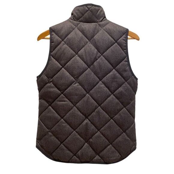 J. Crew Quilted Feather Down Double Zip Vest Charcoal Grey Womens XS - Picture 2 of 9